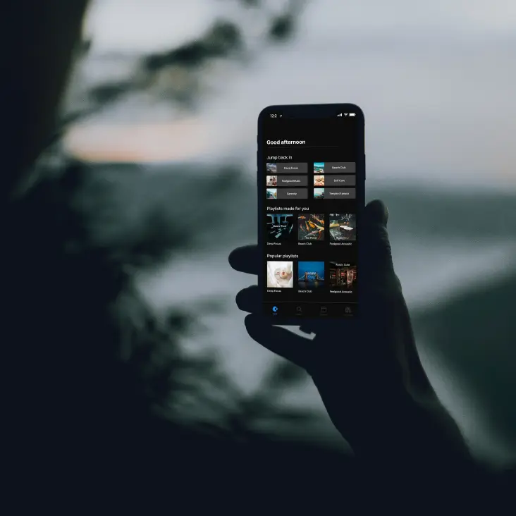 person holding phone with mockup